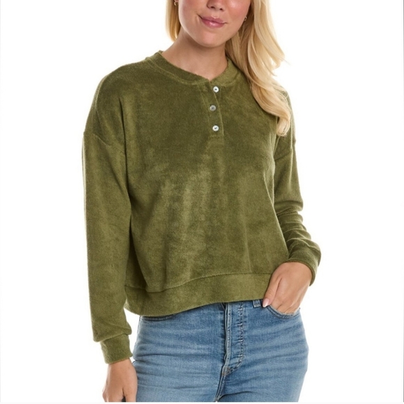 Donni Green Terry Henley Sweater XS - Picture 7 of 7
